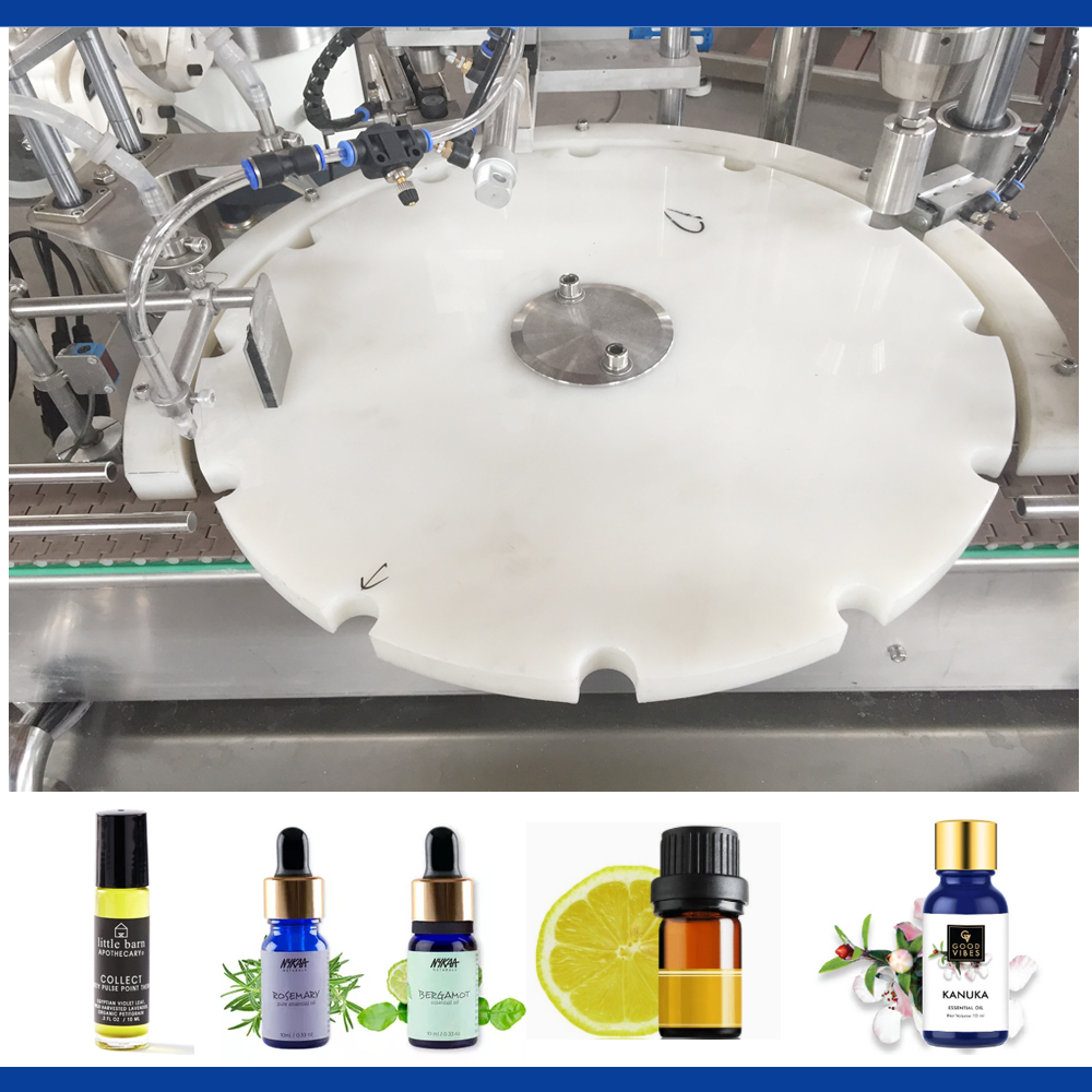 Mainit na nagbebenta ng Awtomatikong bote 2 nozzle pagpuno machine halamang-singaw bulaklak mahahalagang langis vial Filling Capping Machine