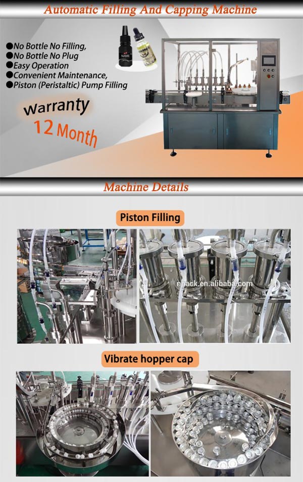 Monoblock maliit na awtomatikong mahahalagang langis pagpuno machine
